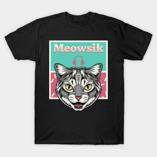 Retro Meowsik-Cat and Music lovers- T-Shirt